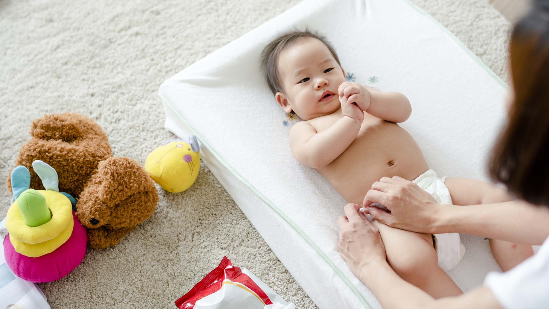 modern interior design of nursing room with crib